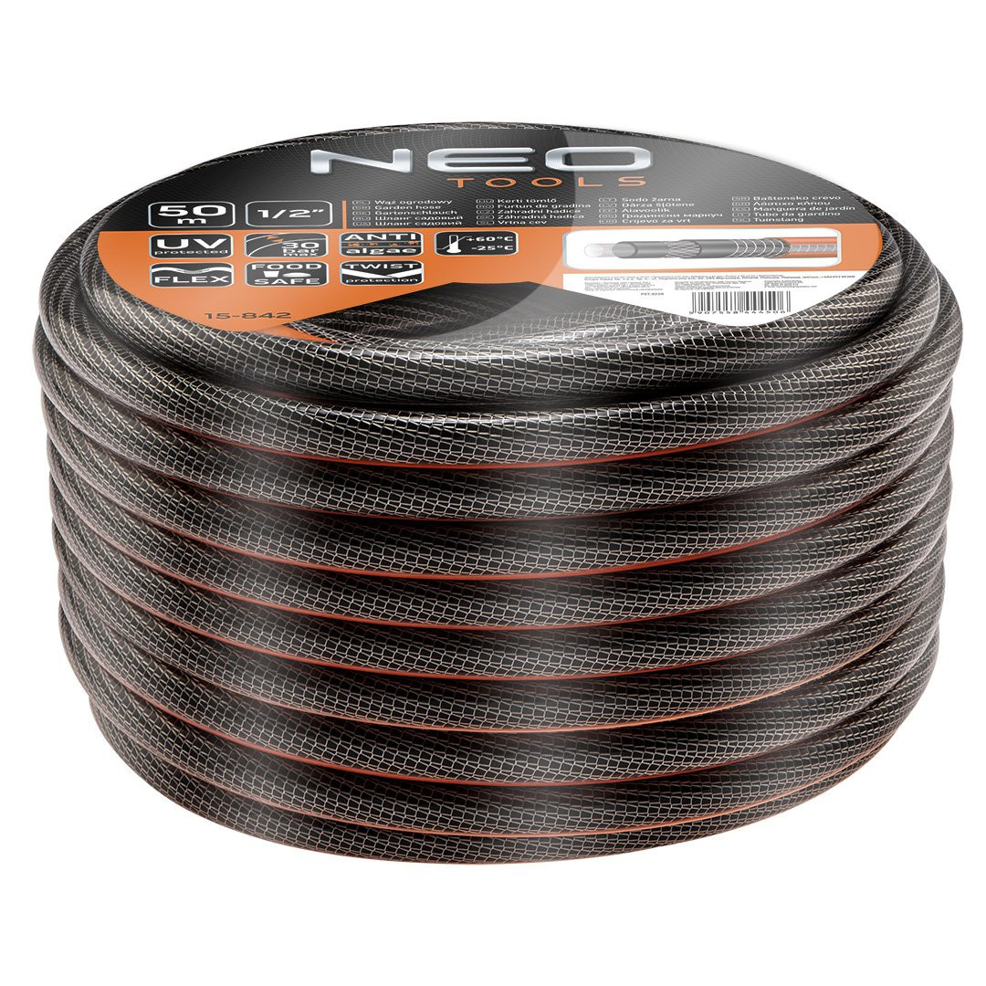 Шланг садовий Neo Tools 15-840 Professional 1/2" x 50 м, 6-шаровий, Food Safe, з захистом від скручування NEO Tools