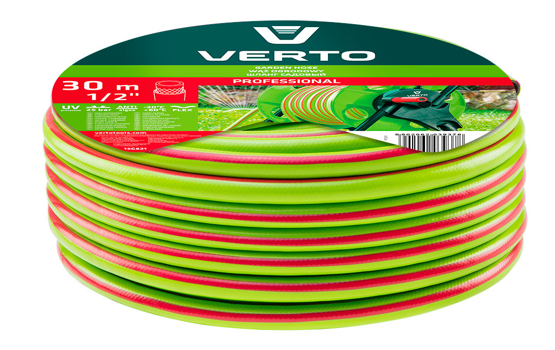 Шланг для поливу Verto 15G821 Professional 1/2" x 30 м, міцний та надійний Verto