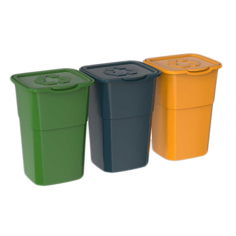Набір сміттєвих баків ECO 3 зелений, синій, жовтий
