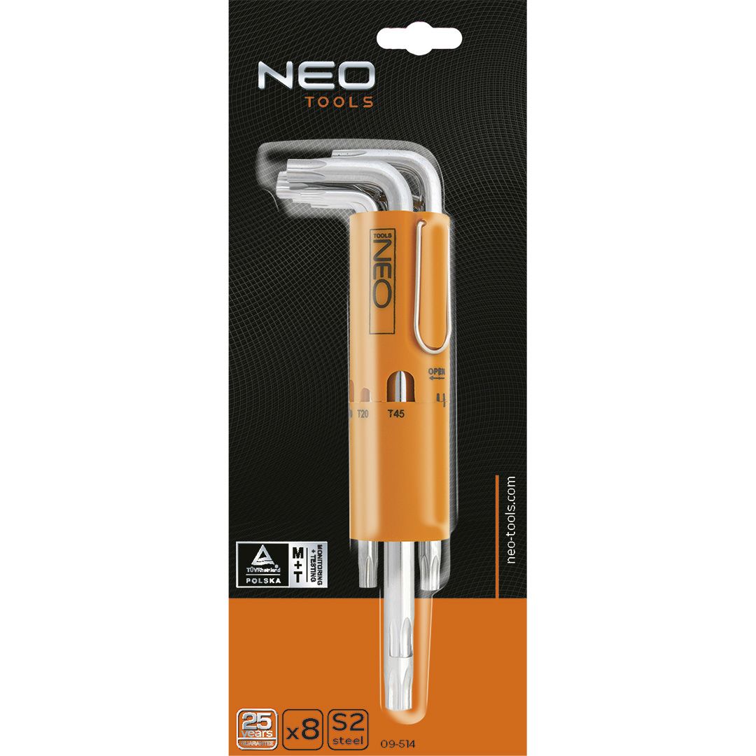 Ключі шестигранні Torx, T10-T50 мм, набір 8 шт.*1 уп. NEO TOOLS
