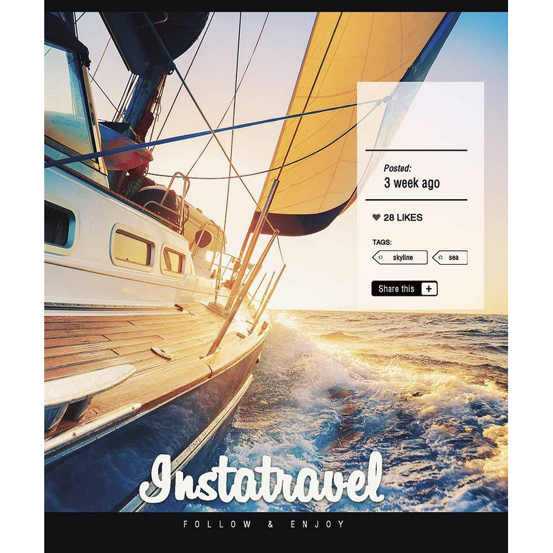 Зошит загальний "Insta life" 096-3389K-3 в клітинку, 96 аркушів