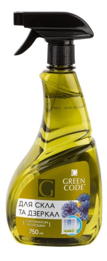 Засіб для миття скла з ароматом волошки Green Code 750 мл