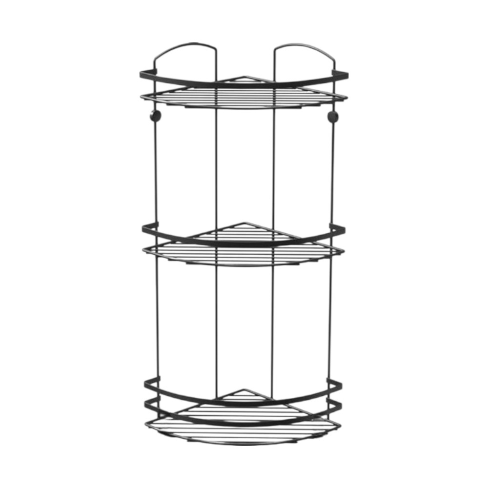 Кутова трирівнева полиця чорна Tekno-tel LM009H